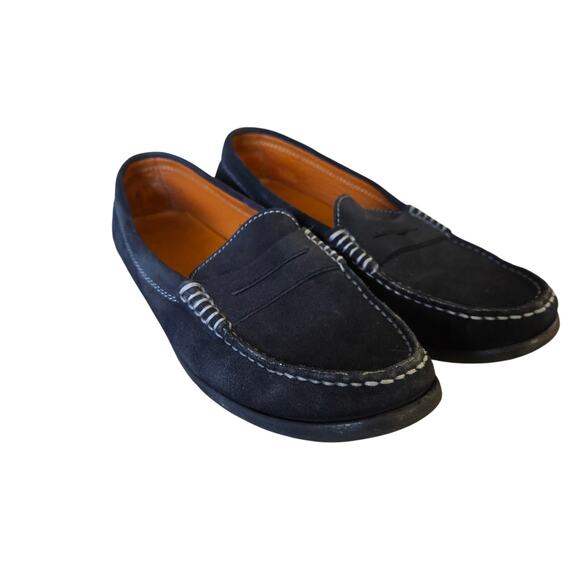 Vtg Tod's Italy Black Suede Preppy Penny Loafers Capsule Minimalism Rich GUC 8 - Picture 1 of 13
